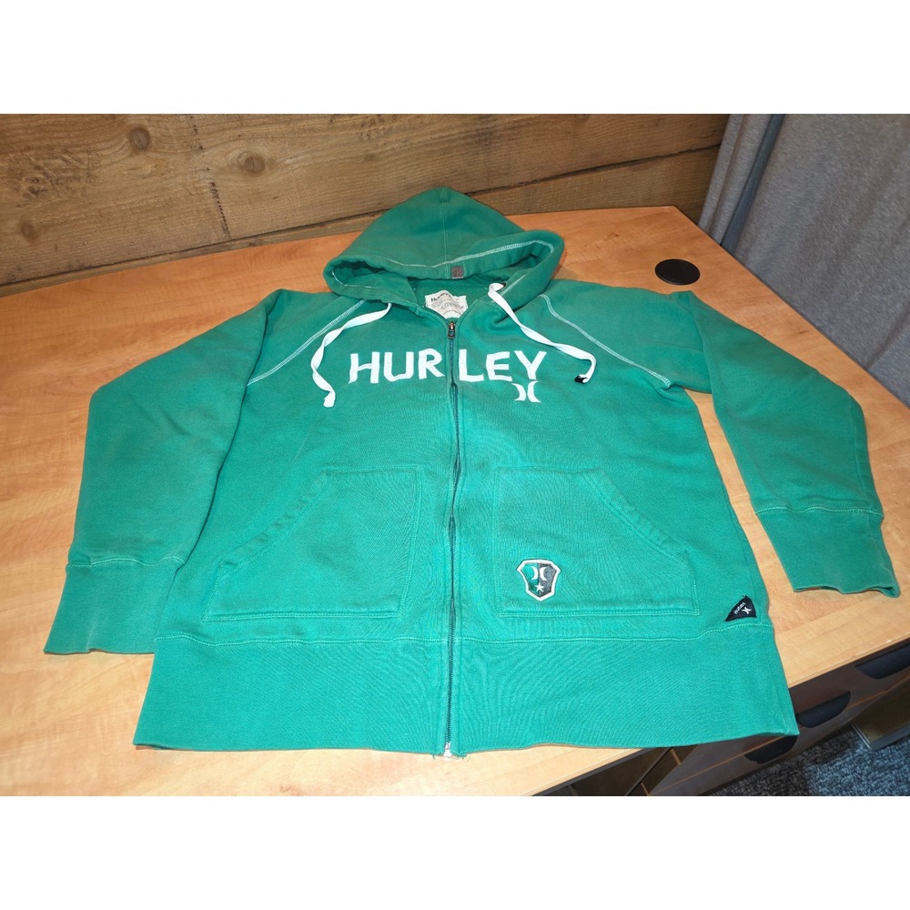 Hurley Mens Green Full Zip Hoodie Insulation Nation Logo Sweatshirt MTHZ35 XL